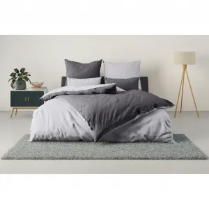 Двустороннее постельное белье мой дом «DESNER2», премиум качества, очень мягкое, однотонное, размером 135х200 см My Home, антрацит/серебро