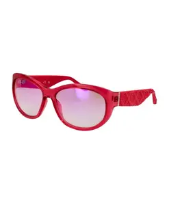 Розовые зеркальные овальные солнцезащитные очки Guess, розовый