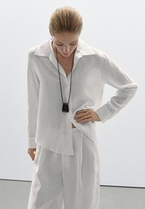 Блузка на пуговицах Massimo Dutti, белый