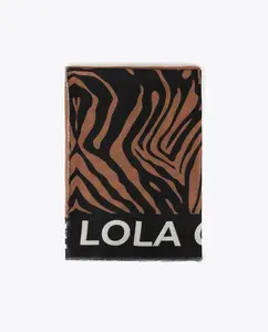 Шарф зебровый принт и однотонный Lola Casademunt, коричневый