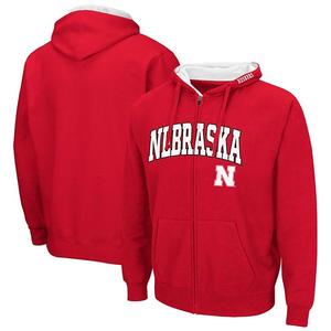Мужская худи с молнией scarlet nebraska huskers arch & logo 30 Colosseum