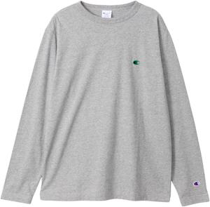 Мужская футболка с длинным рукавом Champion C8-X408, круглый вырез, 100% хлопок, вышитый логотип One-Point, классическая футболка, цвет оксфордский серый