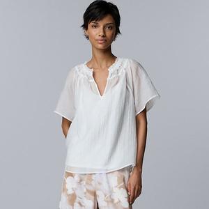 Блузка с рукавами-крылышками Simply Vera Vera Wang, White Knight