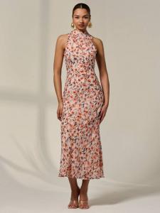 Цветочное платье с высоким воротником миди Jolie Moi