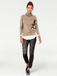 Heine Бежевый свитер с высоким воротником