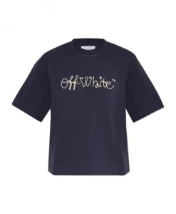 Короткая футболка с логотипом Off White, синий