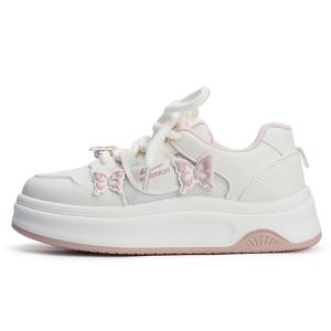 WARRIOR Легкие низкие кроссовки для скейтбординга, увеличивающие рост, женские, бежево-розовые