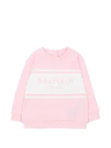 Топ с круглым вырезом и принтом Balmain Kids, розовый