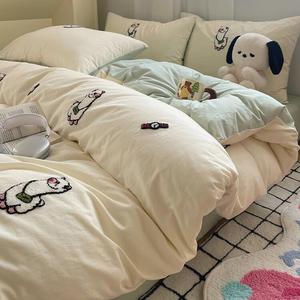 Disney Комплект постельного белья, простыня на резинке, 200x230 см, хлопок, вышивка, Happy Alpaca