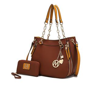 Комплект из женской сумки через плечо и кошелька Lina от Mia K MKF Collection By Mia K., цвет cognac