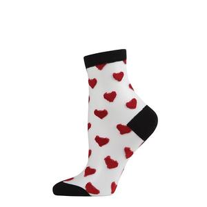 Женские носки-браслет hearts mono fine net полупрозрачный Memoi, Black Red