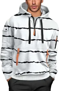 Мужская флисовая толстовка с капюшоном и карманом