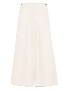 Брюки широкого кроя из смесового льна MAX MARA, нейтральный
