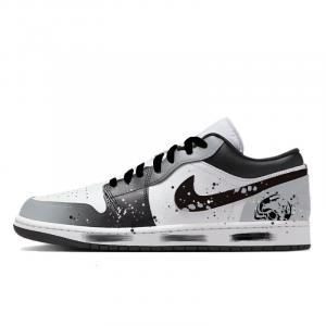 Jordan Серые кроссовки Ink Assassin устойчивые к истиранию низкие винтажные баскетбольные мужские Black Gray