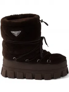 Ботинки с искусственным мехом Prada, коричневый