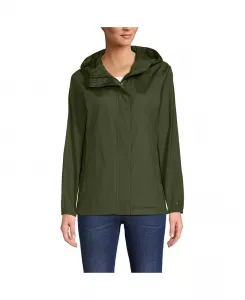 Женская ветровка с защитой UPF 50, водоотталкивающая, складная Lands' End, зеленый