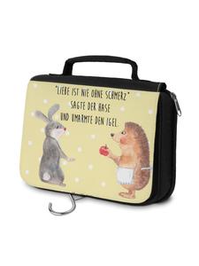 Mr. & Mrs. Panda Косметичка с изображением кролика и ежика и надписью пастельно-желтого цвета