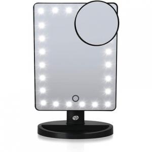 Зеркало для макияжа с 24 регулируемыми светодиодами, черное, 6X6X25см, Rio Beauty