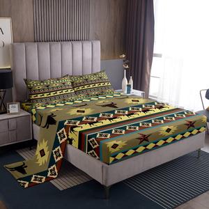 Erosebridal Комплект постельного белья Horse с техасской звездой и геометрическим узором в зелено-голубых тонах, Multi 17