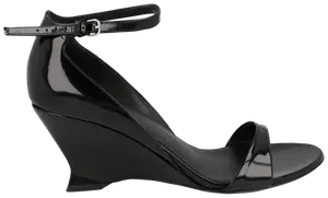 Женские сандалии на танкетке Ferragamo Vidette из лакированной кожи, черный