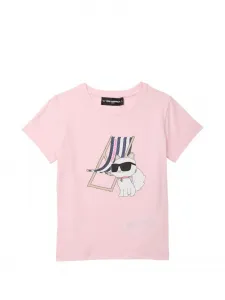 Футболка с графичным принтом Karl Lagerfeld Kids, розовый