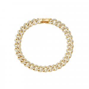 Позолоченный браслет-цепочка с кристаллами 8 мм Adornia, золотой