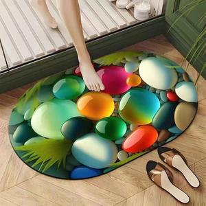 Dajiang Ковер 60х90 см из ПВХ, для ванной/кухни, нескользящий, быстросохнущий, овальный, Qingcao Stone