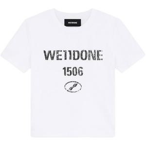 WE11DONE Футболка с рукавом дроп-шоулд женская белая