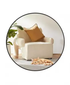 Круглое зеркало, круглое зеркало диаметром 36 дюймов, экологичное черное круглое зеркало высокой четкости в металлической раме, круглое настенное зеркало для туалетного столика, прихожей, коридора, гостиной. Gaomon, black