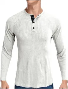 Мужская футболка с длинным рукавом Henley Slim Fit DGHM-JLMY