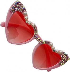 Сияющие хрустальные модные солнцезащитные очки в форме сердца для женщин, в стиле ретро-панк, с защитой от УФ-излучения UV400, для мужчин, с прозрачными линзами цвета океана, модные солнцезащитные очки со стразами Melrose, C2