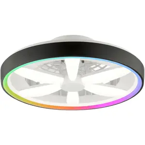 Блестящая светодиодная потолочная лампа Gaiano 1 шт., теплый белый - холодный белый, Ø 48 см с вентилятором, 6400 лм, затемняемая, RGB, 2700-6500 К Brilliant, черный