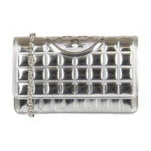 TORY BURCH Кожаный женский кошелёк Fleming серебристый