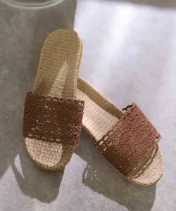 Кружевные сандалии Pourvous, цвет Brown