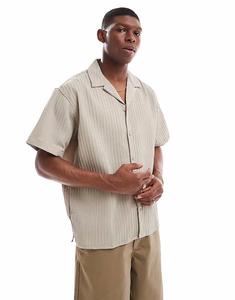 Рубашка Jack & Jones с коротким рукавом, бежевого цвета