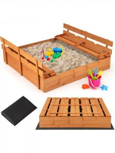 Costway Песочница со скамейками, обозначенными желтым цветом