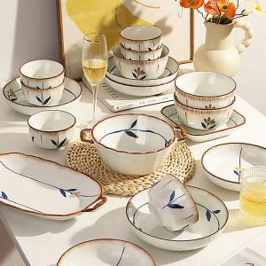 Modern Housewife Набор японской винтажной посуды Modengzhufu, 55 предметов, керамические миски и тарелки, сервиз Lantingxu на 12 персон, палочки для еды, подарок на новоселье