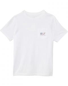 Футболка Vineyard Vines Kids Flag Whale Short-Sleeve Pocket Tee, цвет White Cap
