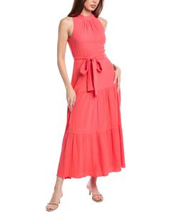 Anne Klein Petite Многоярусное платье макси с завязывающимся воротником, красный