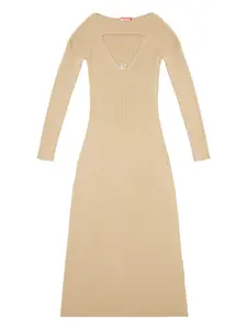 Платье миди с вырезом-замочной скважиной и рубчиком DIESEL, нейтральный