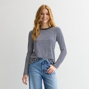 Повседневная футболка с длинным рукавом Petite Sonoma Goods For Life, Multi Navy Stripe