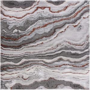 Ковер SAFAVIEH, 201 x 201 см, Craft Collection, Grey & Orange, современный абстрактный дизайн, не линяет и прост в уходе, идеален для помещений с высокой проходимостью в гостиной, спальне (CFT858F)