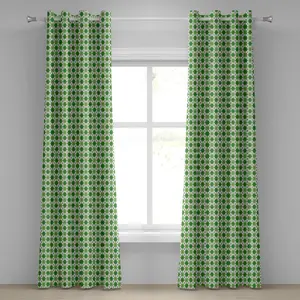 Ирландская штора на люверсах ABAKUHAUS, классический узор ромбы с перекрещивающимися линиями, в старинном стиле, декоративная, двухпанельная, 280 см x 260 см, зелено-светло-зелено-белый