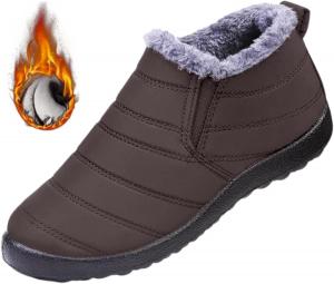 Женские теплые сапоги с овчиной, утепленные снаружи, водонепроницаемые, зимние противоскользящие снегоходные ботинки Generic, Brown