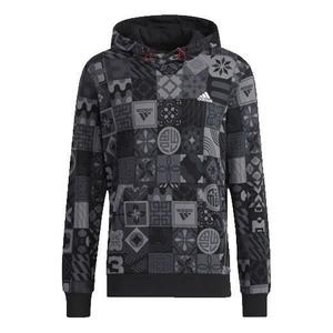 Толстовка Men's adidas Cny Aop Hood Pattern Full Print Sports Black, черный