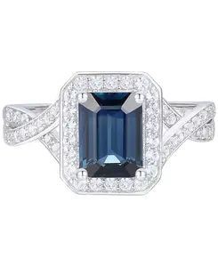 Кольцо-Гало с сапфиром (1-3/4 карата) и бриллиантом (3/8 карата) из 14-каратного белого золота Macy'S, sapphire