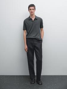 Рубашка-Поло с короткими рукавами и планкой на кнопках Massimo Dutti, Petroleum