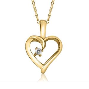 Ожерелье с кулоном в форме сердца с бриллиантом-солитером из 14-каратного белого, желтого или розового золота Pompeii2, 14K Yellow Gold