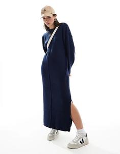 Платье мидакси ASOS DESIGN со швом спереди, темно-синего цвета