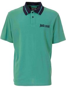 Just Cavalli рубашка поло с вышитым логотипом, зеленый